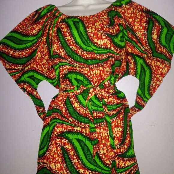 Ankara Print Shirt with belt, size fits XL - Picture 1 of 4